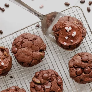 brown chocolate cookies on baking rack