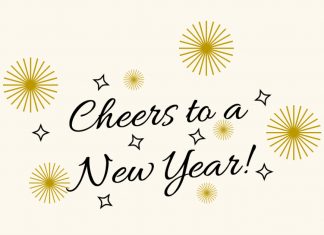 "Cheers to a new year" graphic